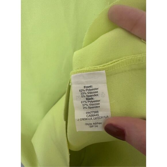 J. Crew Women's Scalloped Sleeveless Shift Dress Neon Yellow Size 8 - Picture 7 of 9
